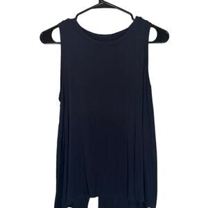 Halogen Navy Blue Sleeveless Scoop Neck Keyhole Back Blouse Women Sz M